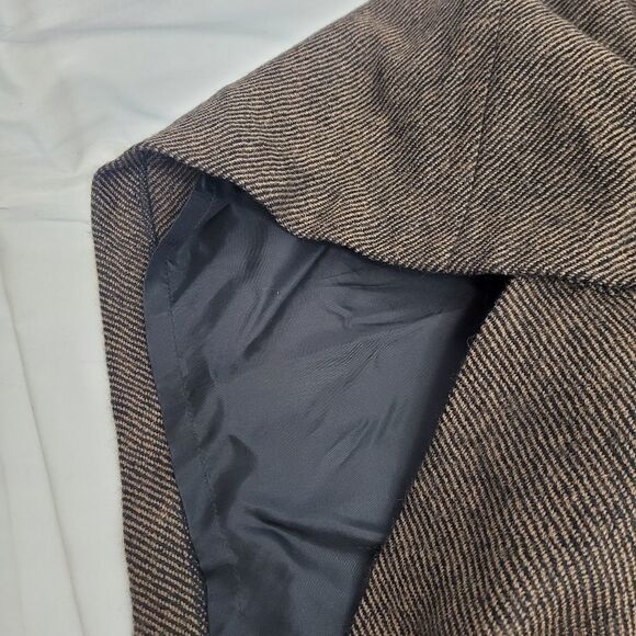 VINTAGE 80s brown skirt pinstripe wool button up pencil M‎ - Picture 7 of 11